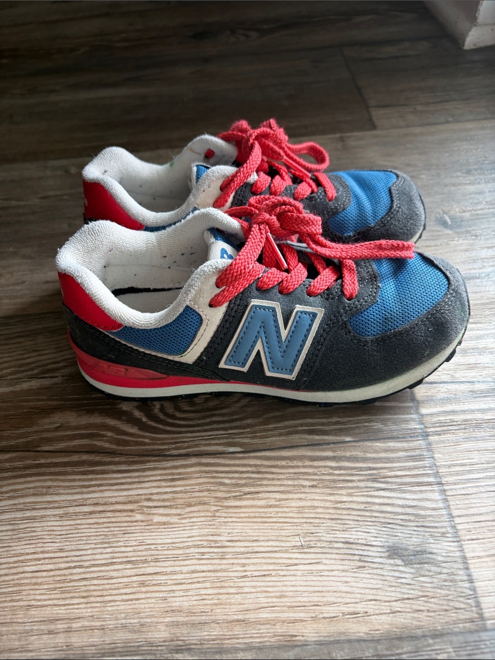 New Balance 574 Kids Blue and Red Running Sneakers